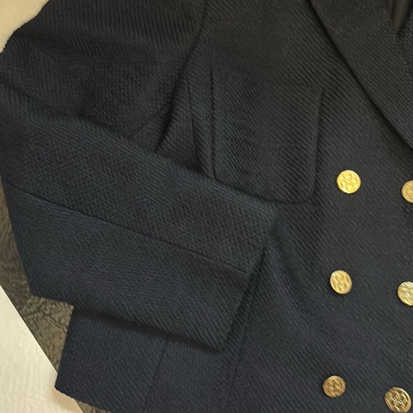 Ann Taylor navy tweed jacket with 2 front pockets and gold buttons size 14 - Picture 5 of 6